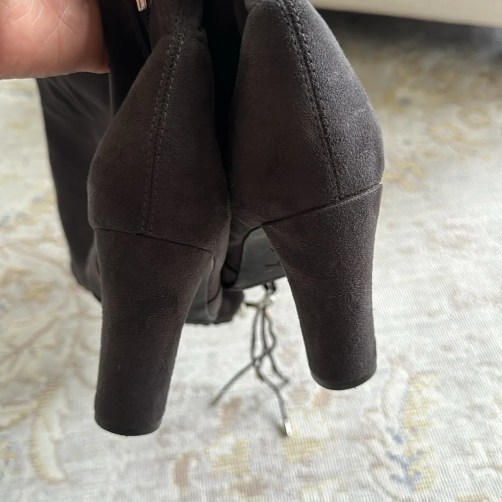 Sam Edelman Kent Microsuede Dark Grey Over the Knee Boots Size 6